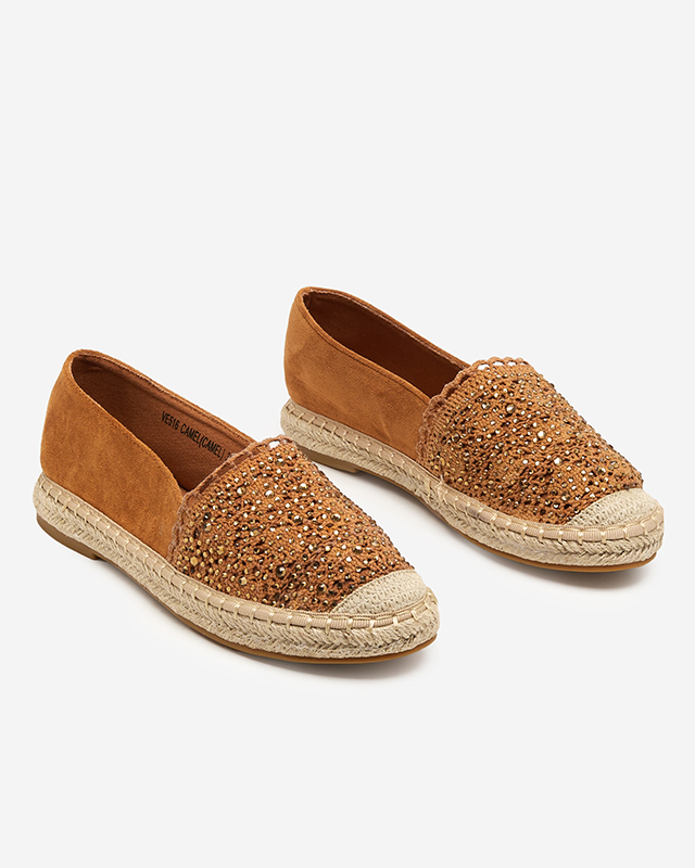 Barna női espadrillek cirkóniákkal Pashea - Lábbeli