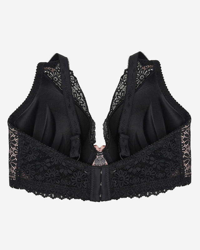 Női rózsaszín melltartó fekete csipkével - Fehérnemű