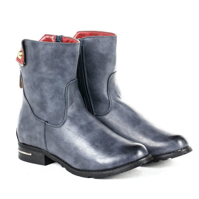 Granatowe botki workery z suwakami Daseryve - Obuwie