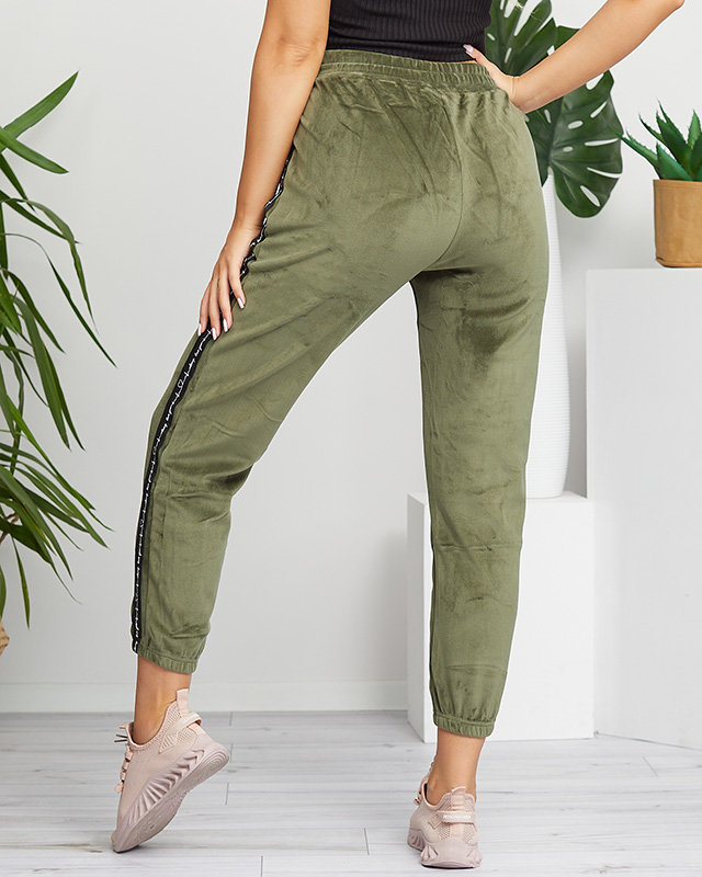 Sötétzöld csíkos női tregging - Ruházat