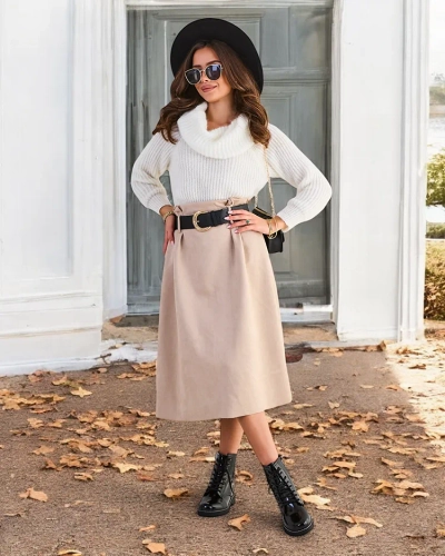 Royalfashion Női midi szoknya a' la szarvasbőr