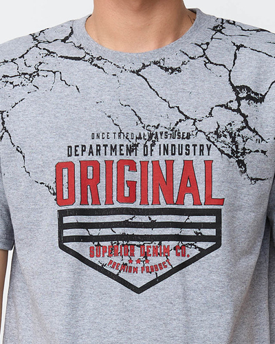 Férfi szürke mintás póló - Ruházat