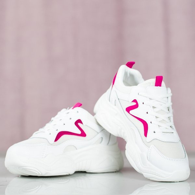 Białe sportowe buty z różową wstawką Miasea - Obuwie