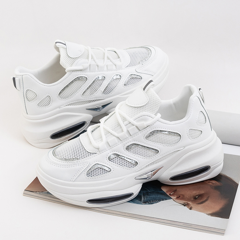 Fehér női sportcipő vastag talppal a Warinától - Sport