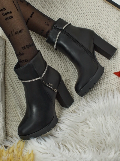 Marellin női eco bőr bokacsizma vastag sarokkal