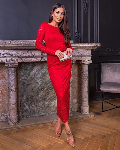 Royalfashion Női csipkés midi ruha