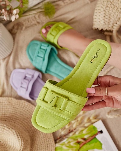 Royalfashion Neonzöld női flip-flopok csattal Rydr
