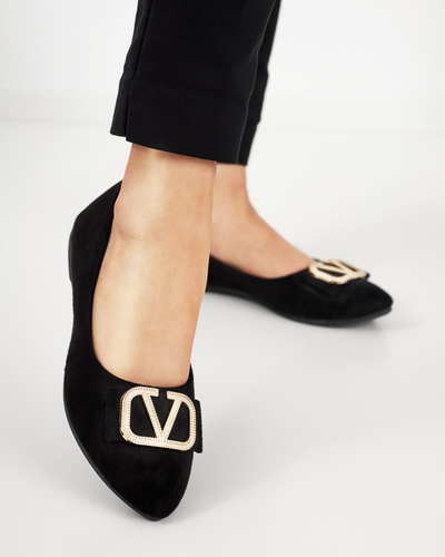 Női fekete balerinák orrrészen díszes Cavo - Lábbeli