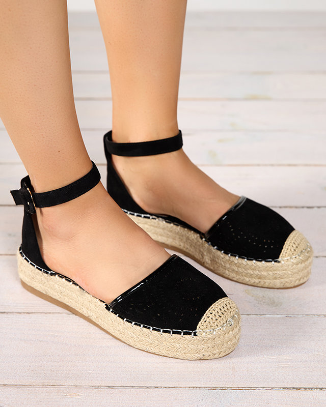 OUTLET Fekete áttört női espadrillák Erisab- Shoes