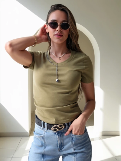 Royalfashion Női Pamut Rövid Ujjú Top