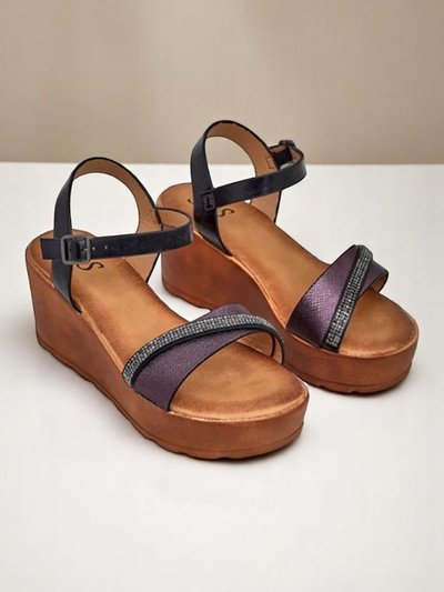 Royalfashion Női wedge szandál, strasszokkal és csillogással Aurora Glow