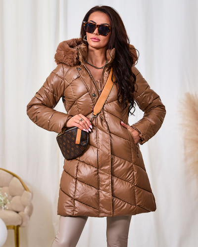 Royalfashion Világosbarna női kabát