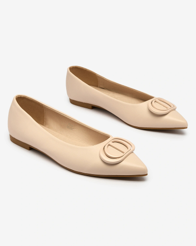 Royalfashion Krémszínű női hegyes orrú balerinák orrdíszítéssel Manixy