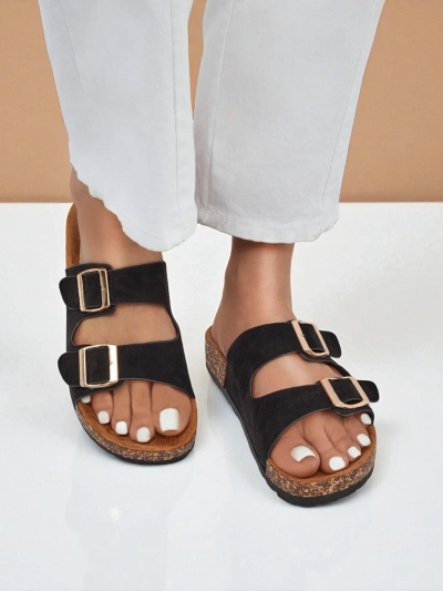 Letitia női fekete velúr papucs, lapos sarkú, olasz design