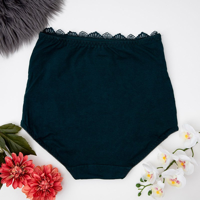Sötétzöld enyhén formázó csipkés női bugyi - Fehérnemű