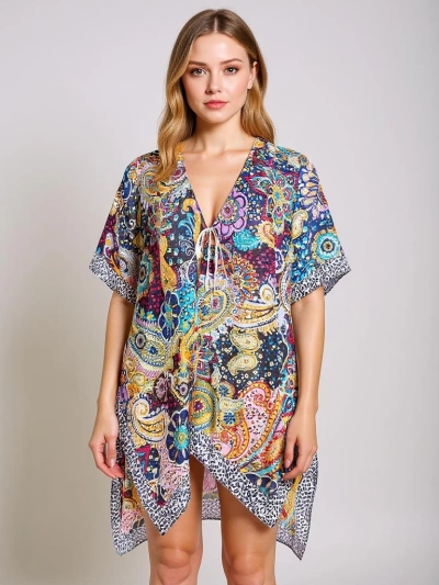 Ariadna Royalfashion Pareo ruha, többszínű, V-nyakú