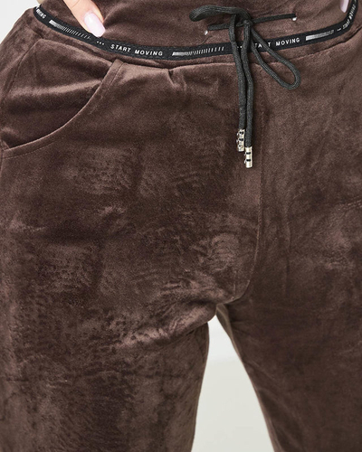 Royalfashion Barna női velúr melegítőnadrág PLUS SIZE