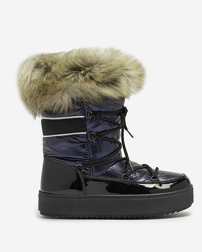 Női tengerészkék lakkozott hócsizma Luccav- Lábbeli