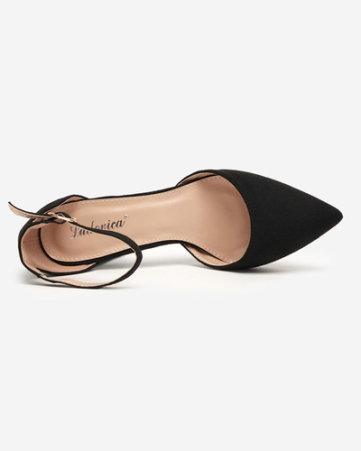 OUTLET Fekete női szandál magasabb oszlopon Hareda - Lábbeli