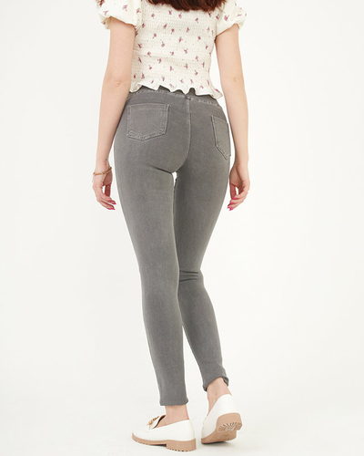 Sötétszürke női tregging díszgombokkal - Ruházat