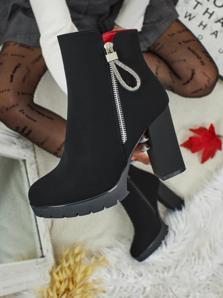 Marellin női eco bőr bokacsizma vastag sarokkal