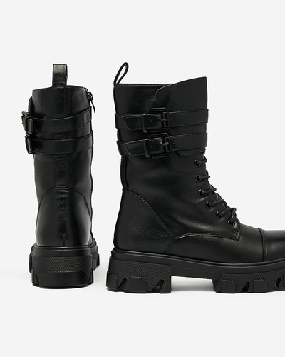 Royalfashion Eco bőr női bagger csizma fekete színben Faserti