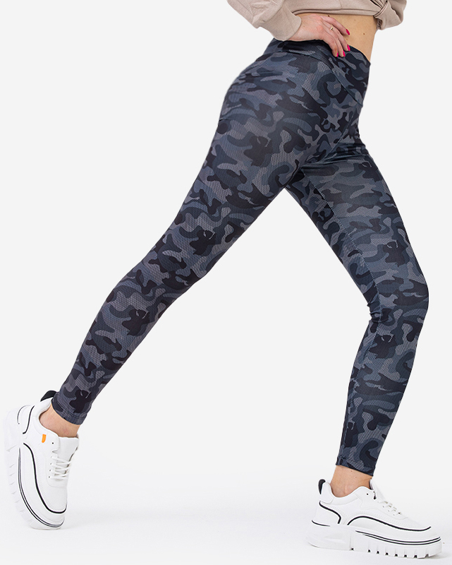 Mintás női sötétszürke magas derekú leggings - Ruházat