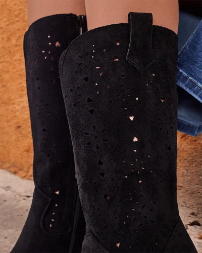 Royalfashion Evolle áttört stiletto csizma