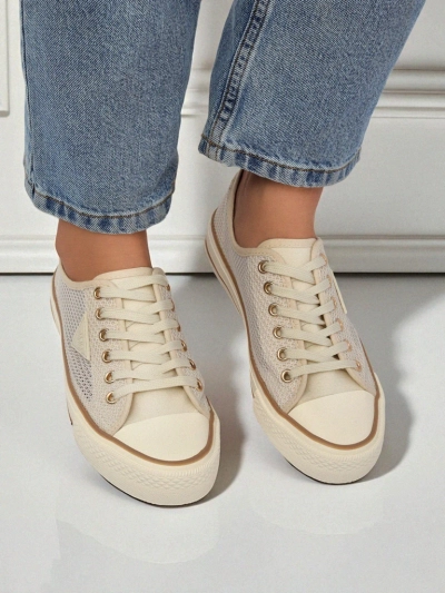 Aurelia Beige - női szövet tornacipő lapos, 3 cm-es talpon