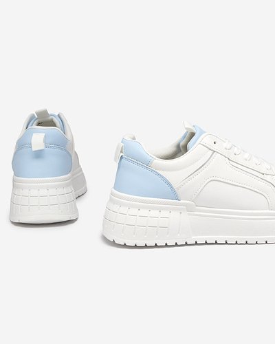 OUTLET Kék-fehér női öko-bőr sportcipő a Cerecha platformon - Lábbeli