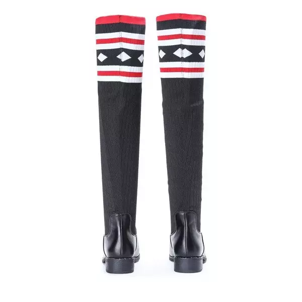 OUTLET Fekete csizma a'la lapos zokni Salvia- Shoes