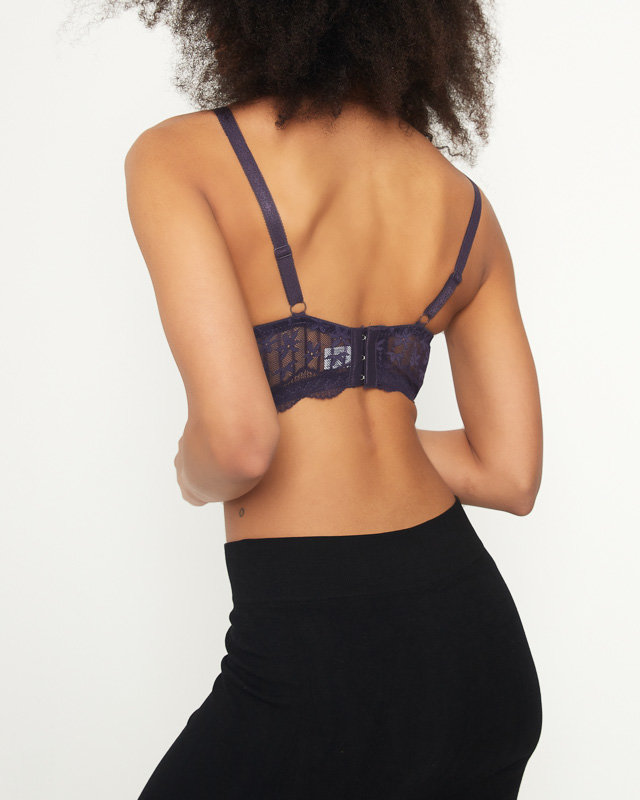 Női rózsaszín melltartó sötétlila csipkével - Fehérnemű