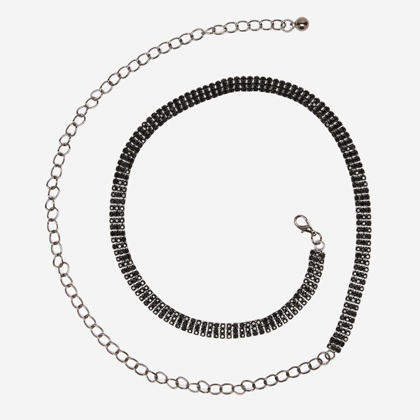 Női fekete láncos öv cirkóniával - Kiegészítők