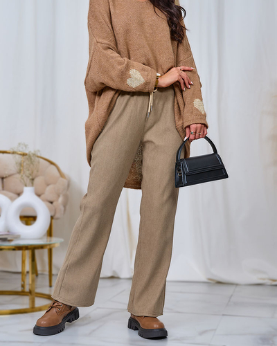 Royalfashion Női kordbársony szövetnadrág khaki színben