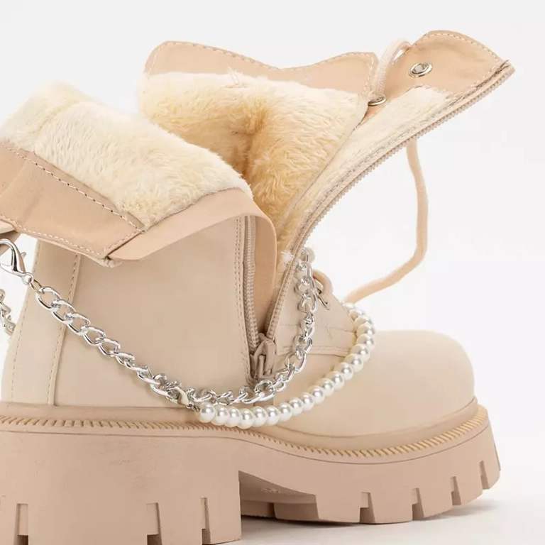 OUTLET Krémes női táskák lánccal és gyöngyökkel Agiva - Lábbeli