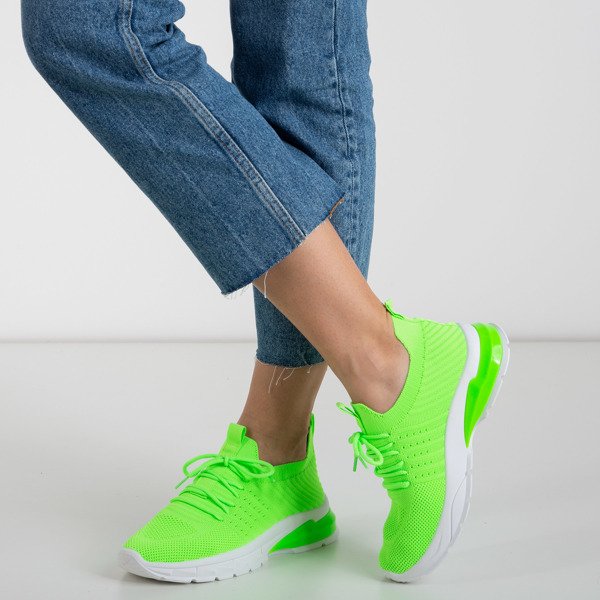 Neonowe zielone sportowe buty damskie Brighton - Obuwie