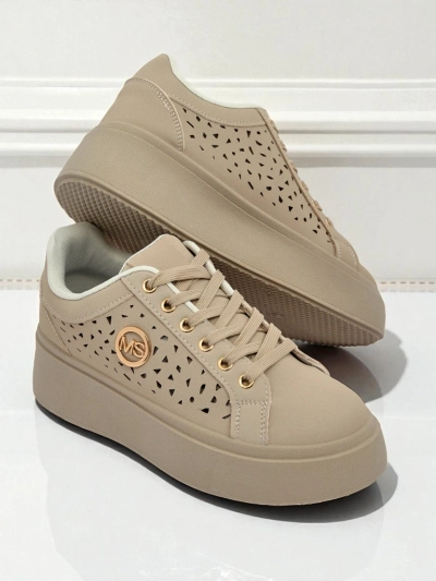 Cleo Ecru Platino – bézs platformos sneakers Royalfashion eco bőr