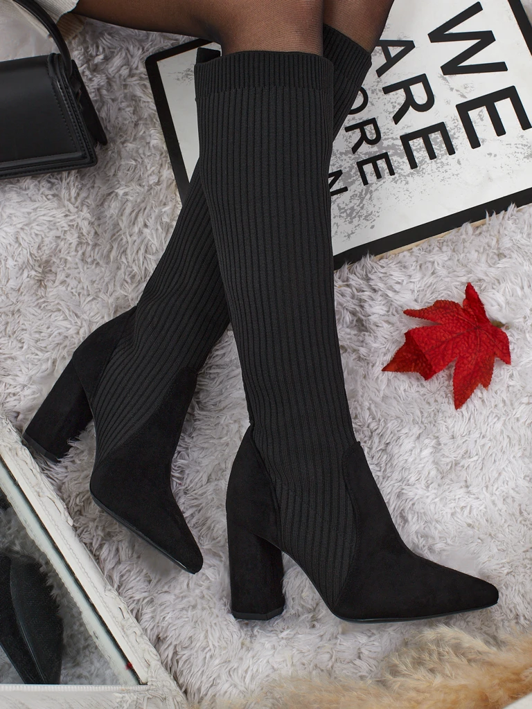 Női csizma bordázott szövet szárral Isolen