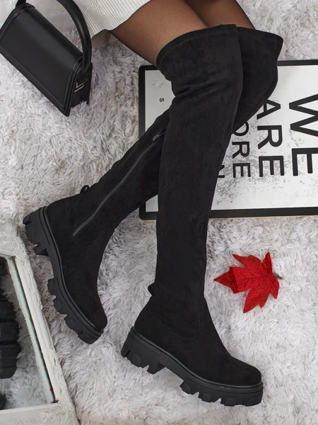 Női térd fölé érő öko velúr csizma Maelin