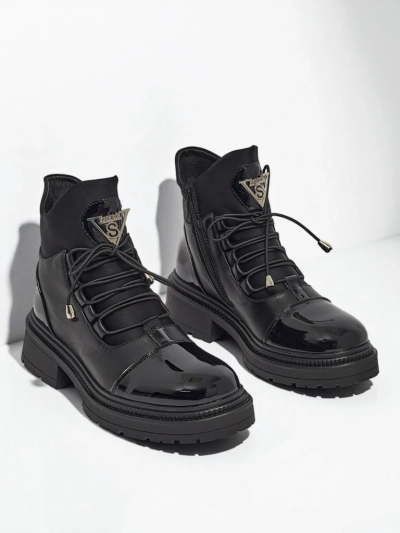 Elisse öko bőr fűzős női bokacsizma