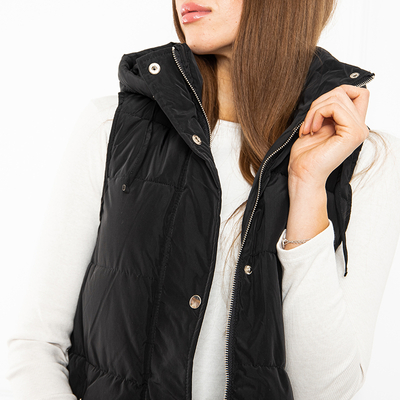 Hosszú fekete steppelt mellény - Ruházat