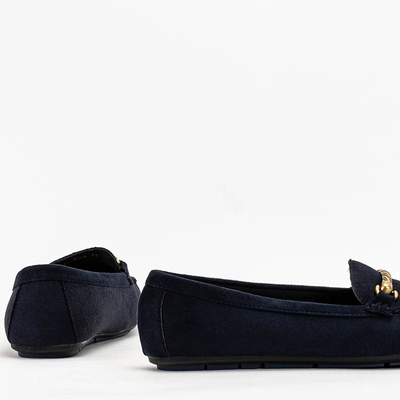 Sötétkék női mokaszinok Seriti-dísszel - Lábbeli