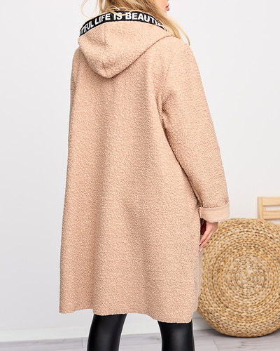 Női bézs kabát kapucnis kabát - Ruházat