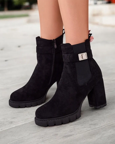 Royalfashion Női blokk sarkú bokacsizma Effo