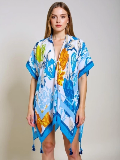 Pareo Callista – színes Royalfashion strandruha V-nyakkal