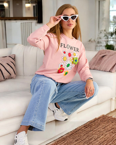 Royalfashion Női pamut vékony nyomtatott pulóver