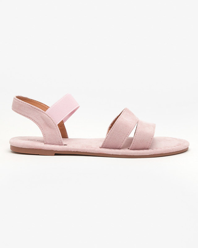 OUTLET Világos rózsaszín női öko-velúr lapos szandál Nerina - Cipők