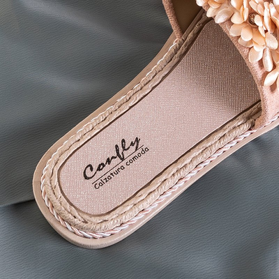 Rózsaszín női papucs virággal Seiov - Lábbeli