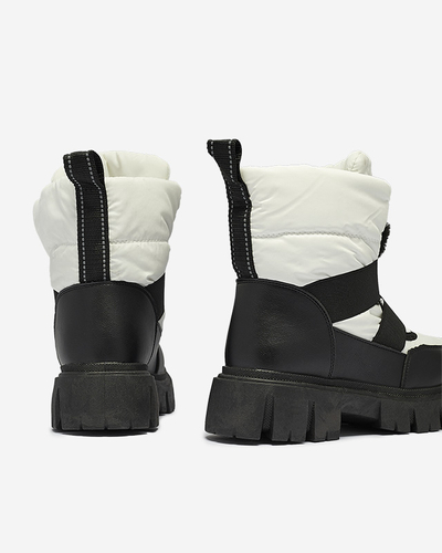 Női hócsizma lapos talppal fekete-fehérben Ferory- Footwear