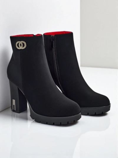 Olivane női bokacsizma matt eco bőrből, vastag sarokkal